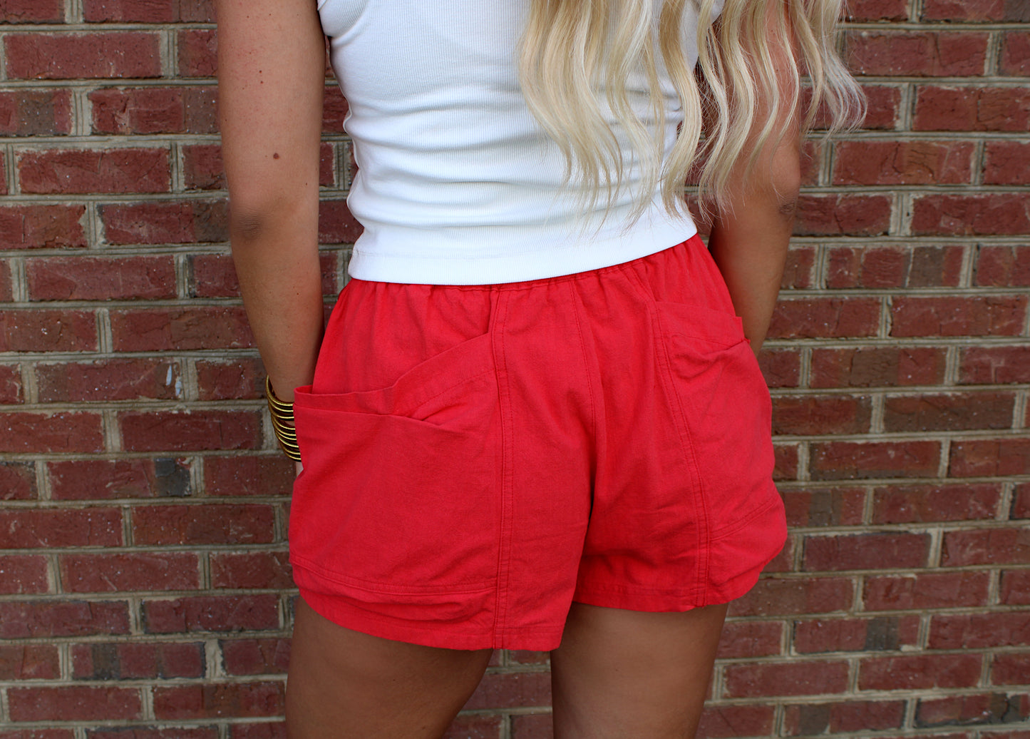 Red Pocket Side Shorts