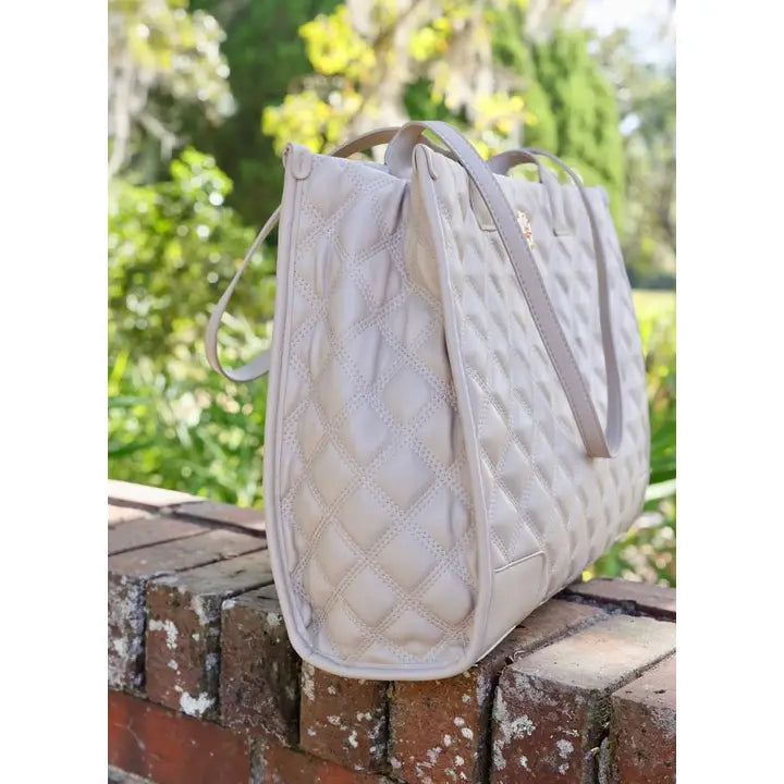 CAROLINE HILL | Nude Quilted Shane Tote Bag