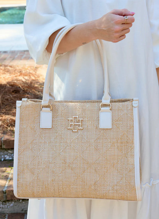 CAROLINE HILL | Hailey Tote Natural Lattice Cream