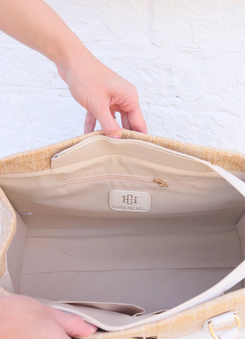 CAROLINE HILL | Hailey Tote Natural Lattice Cream