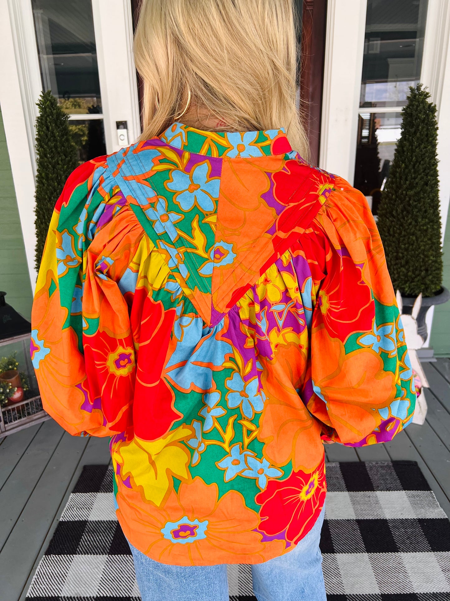 KARLIE / Caribbean Nights Floral Pleat Top