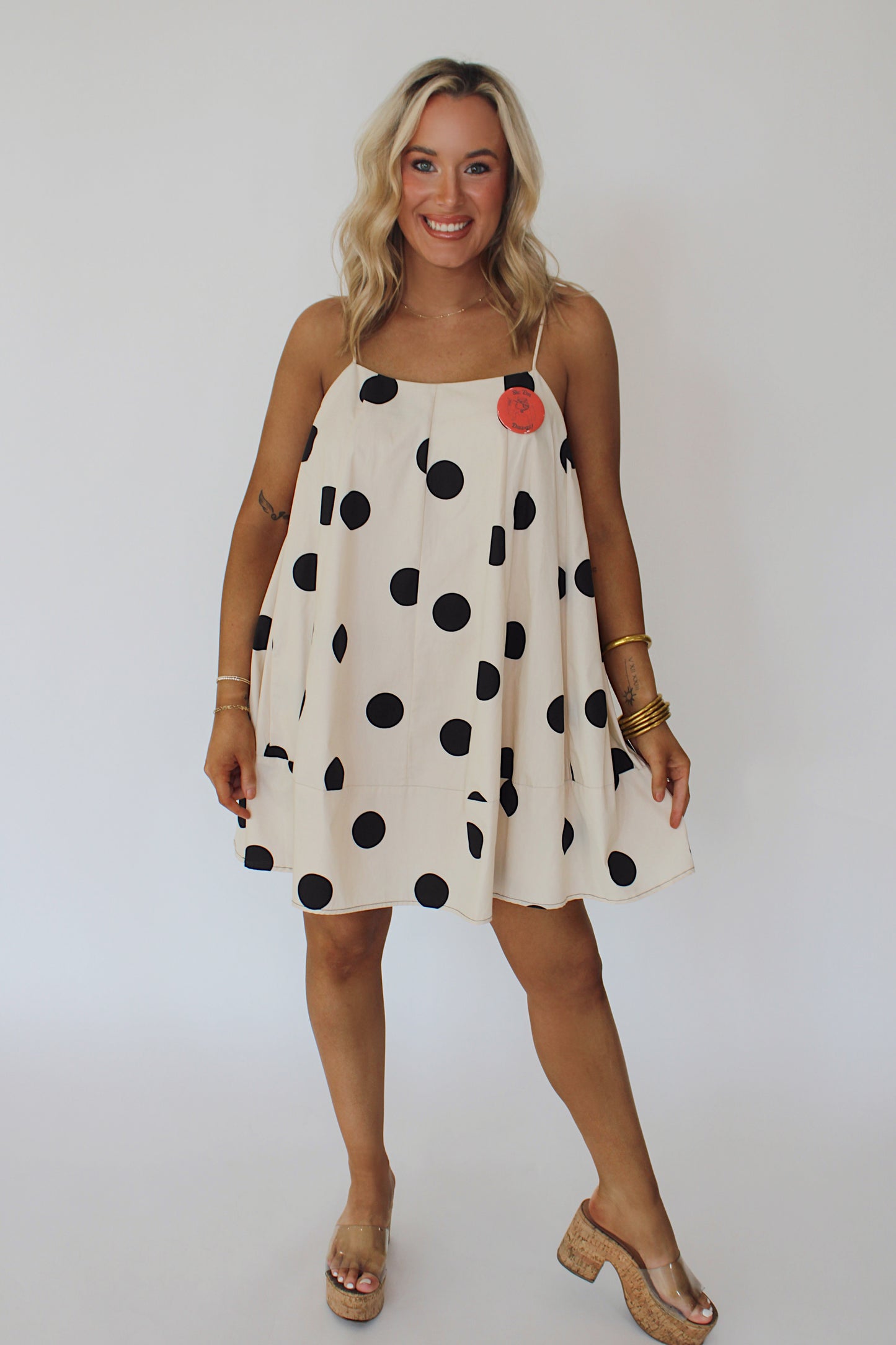 Tie Strap Polka Dot Dress