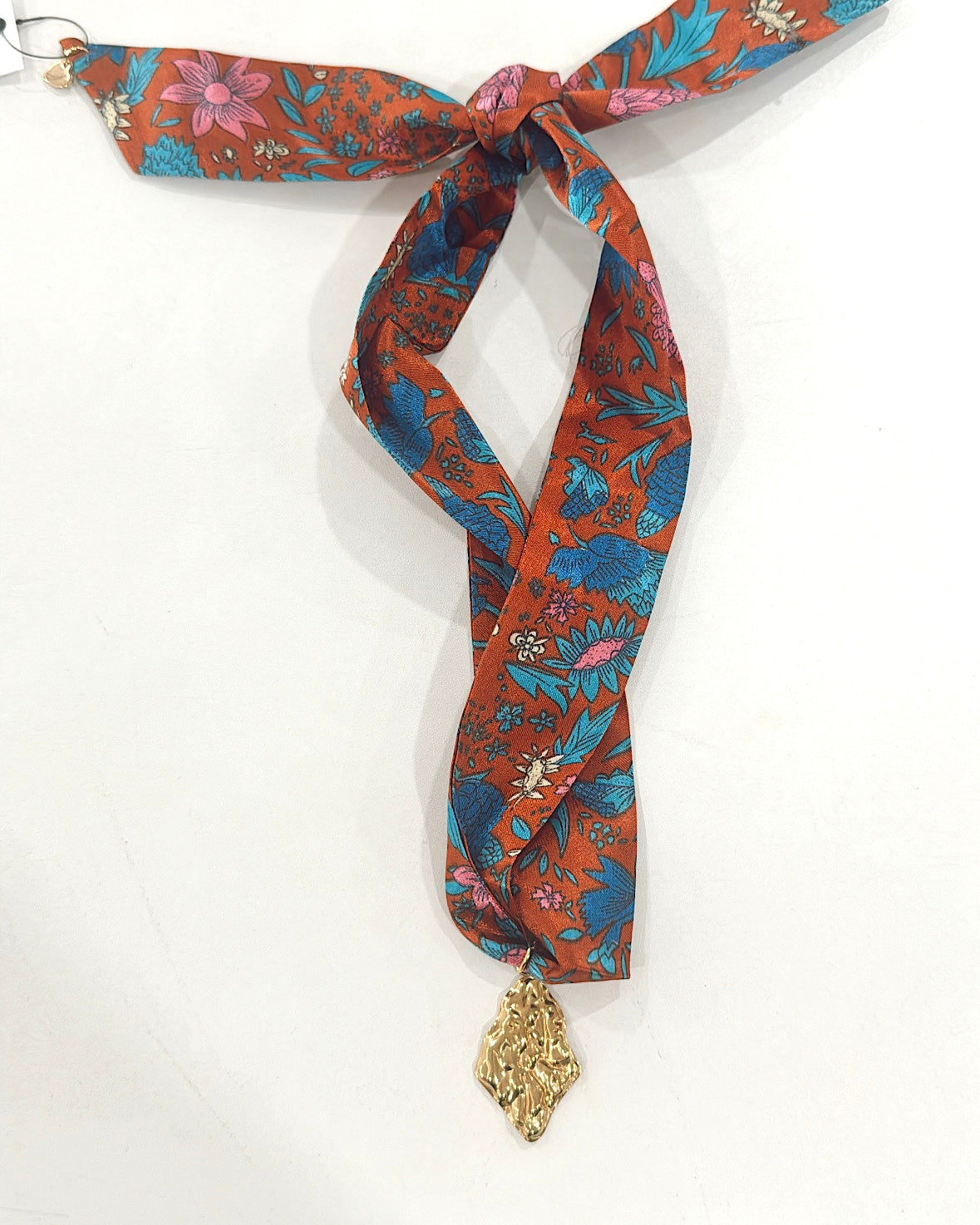 Hart Designs | Bronze with Blue Flowers Scarf Necklace