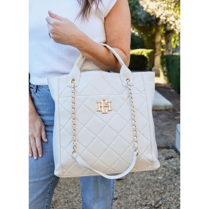 CAROLINE HILL | Cream Quilted Kenzley Tote