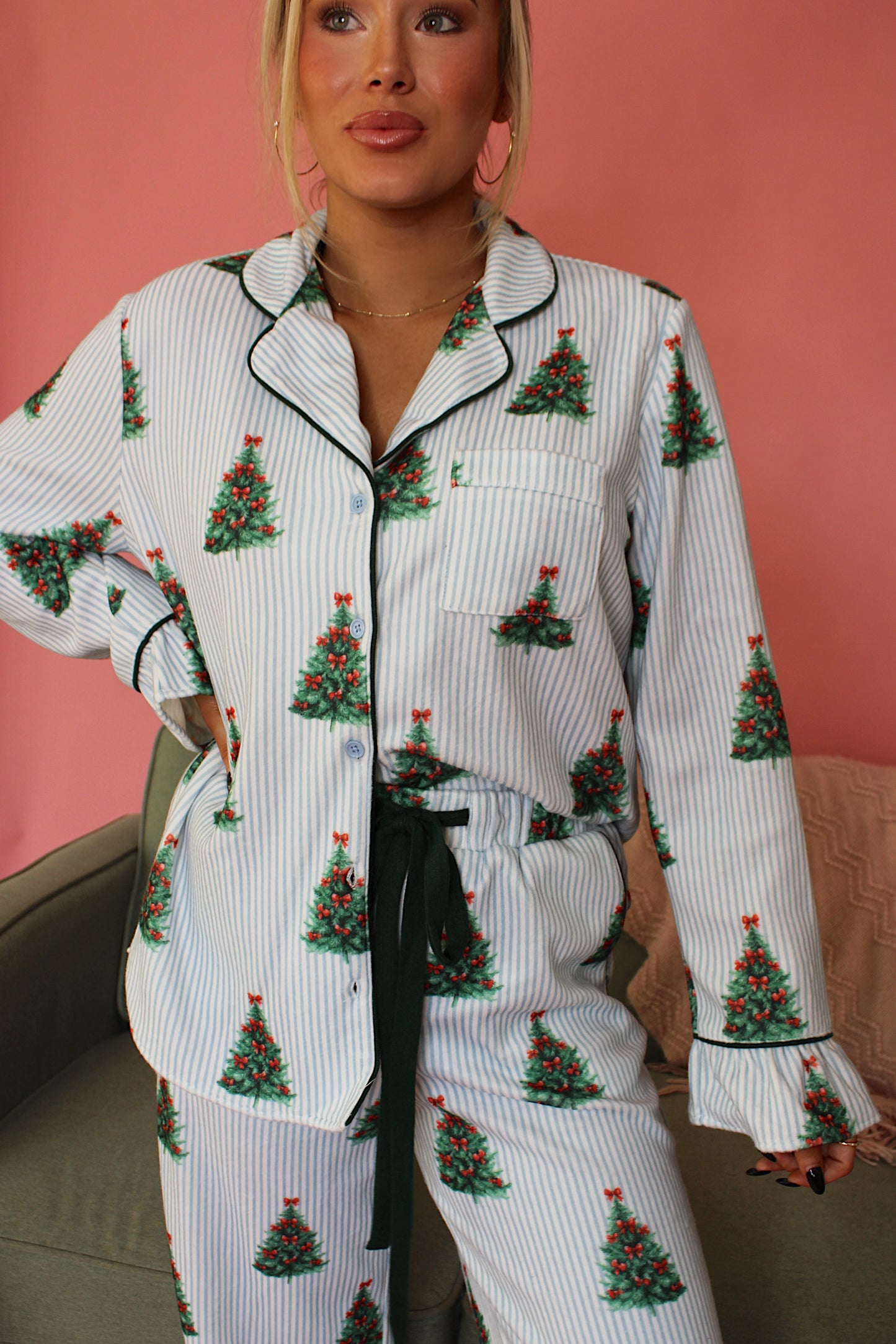 Christmas Tree Pinstriped Pajamas