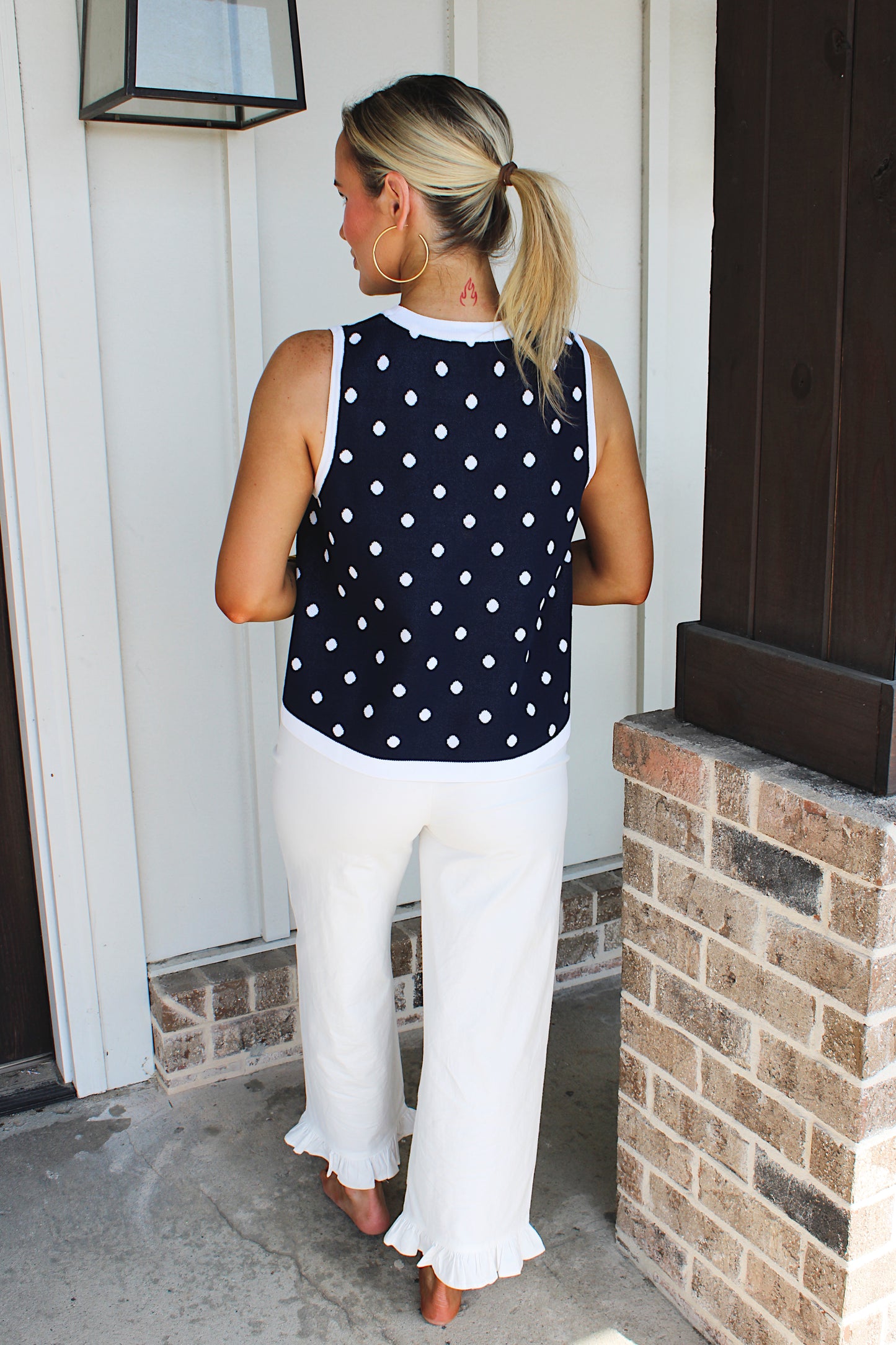 Dotted Delight Sleeveless Tank - Navy