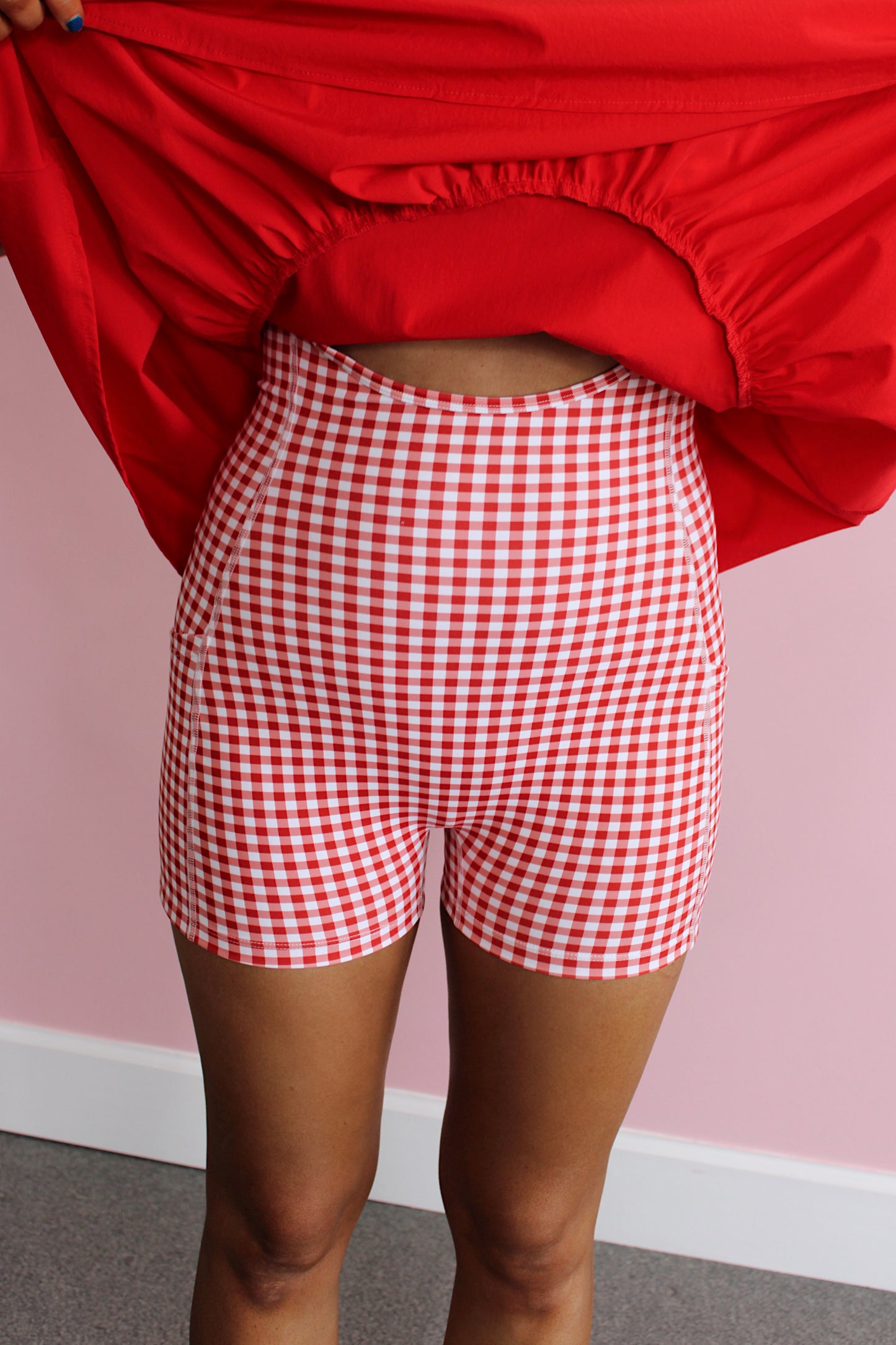 Gingham Dreams Romper - Red