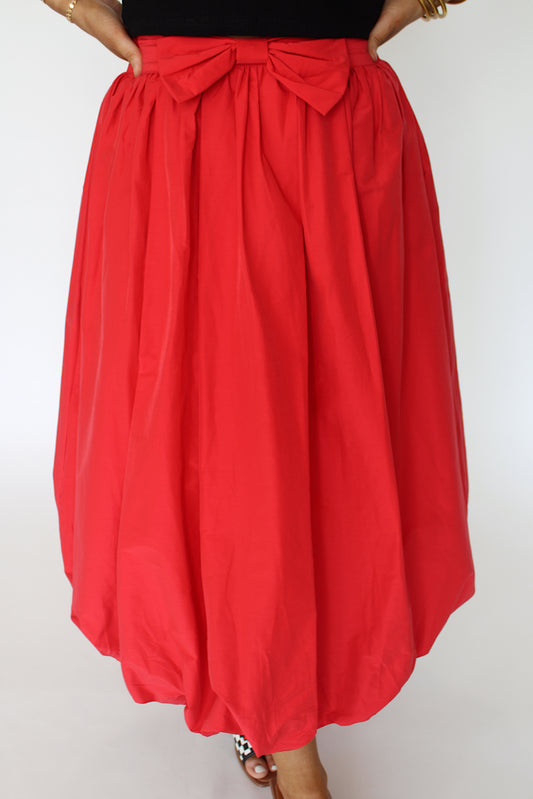 Bow Bubble Skirt - Red