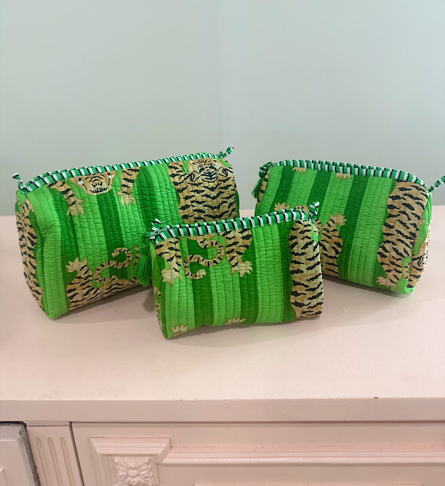 Quilted Tiger Toiletry Bags
