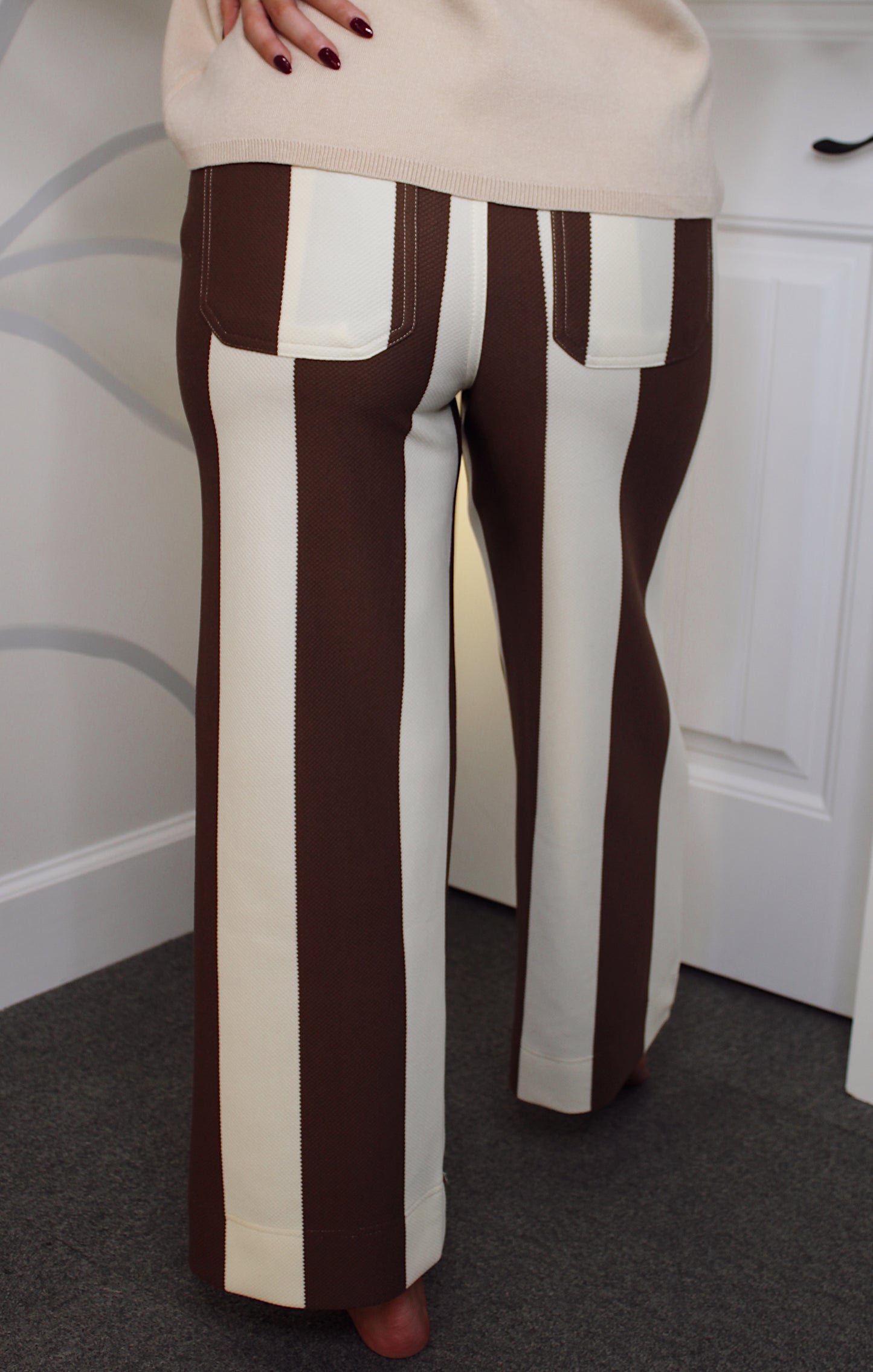 Brown & Ecru Striped Pant