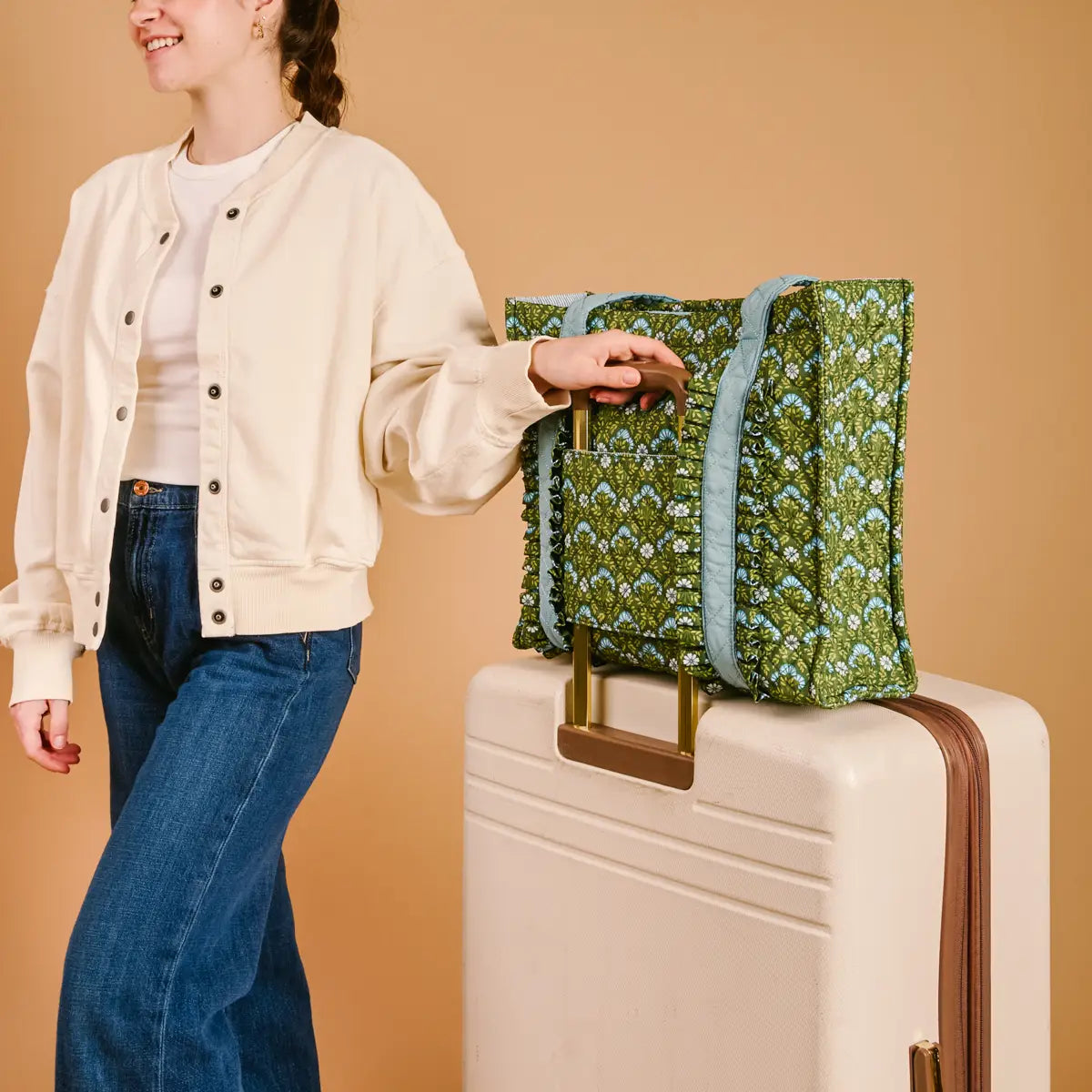 The Everyday Quilted Tote Bag - Everbloom Forest Green