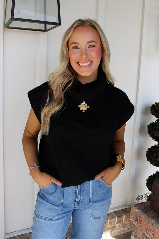 Crisp Morning Knitted Top - Black