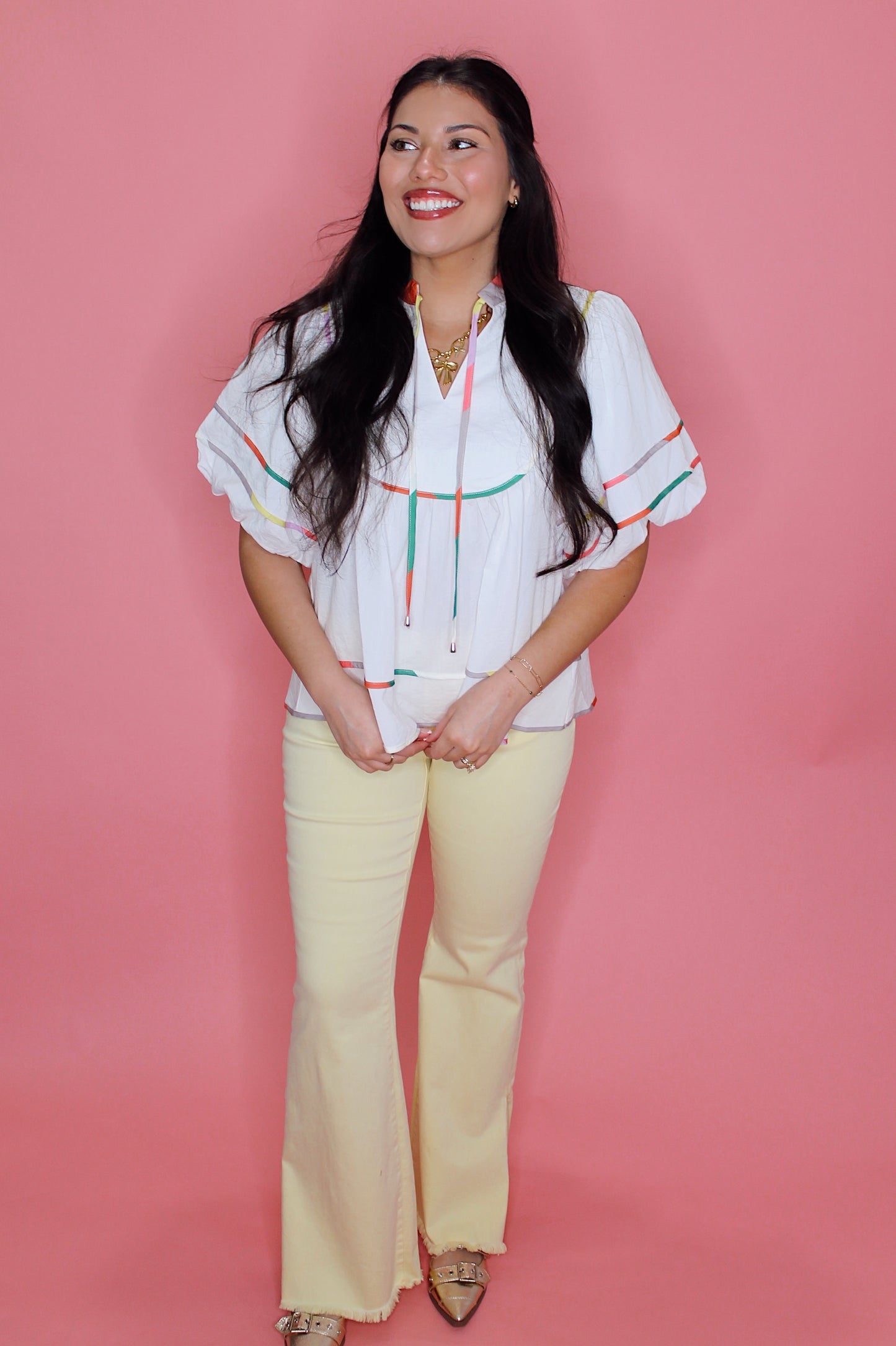 Downtown Stroll Blouse in White