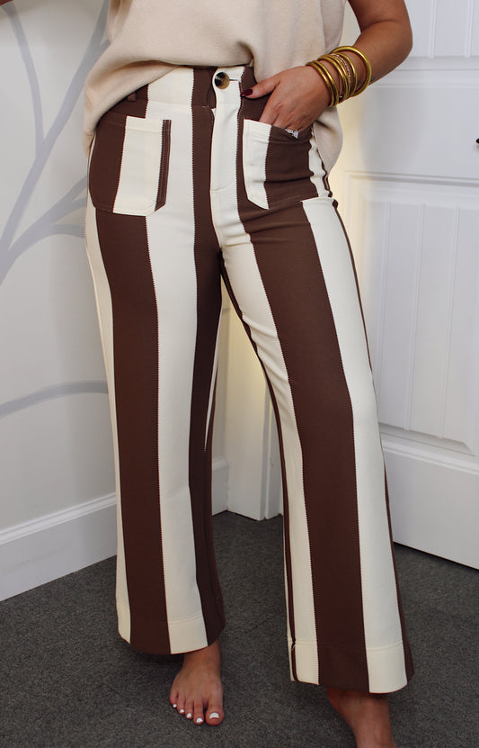Brown & Ecru Striped Pant