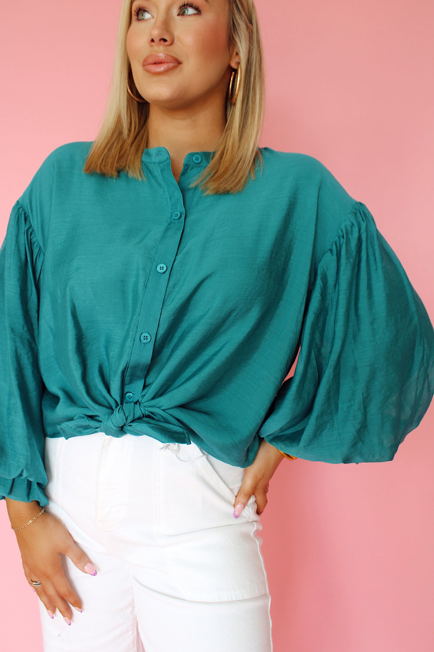 Social Sweetness Blouse in Teal