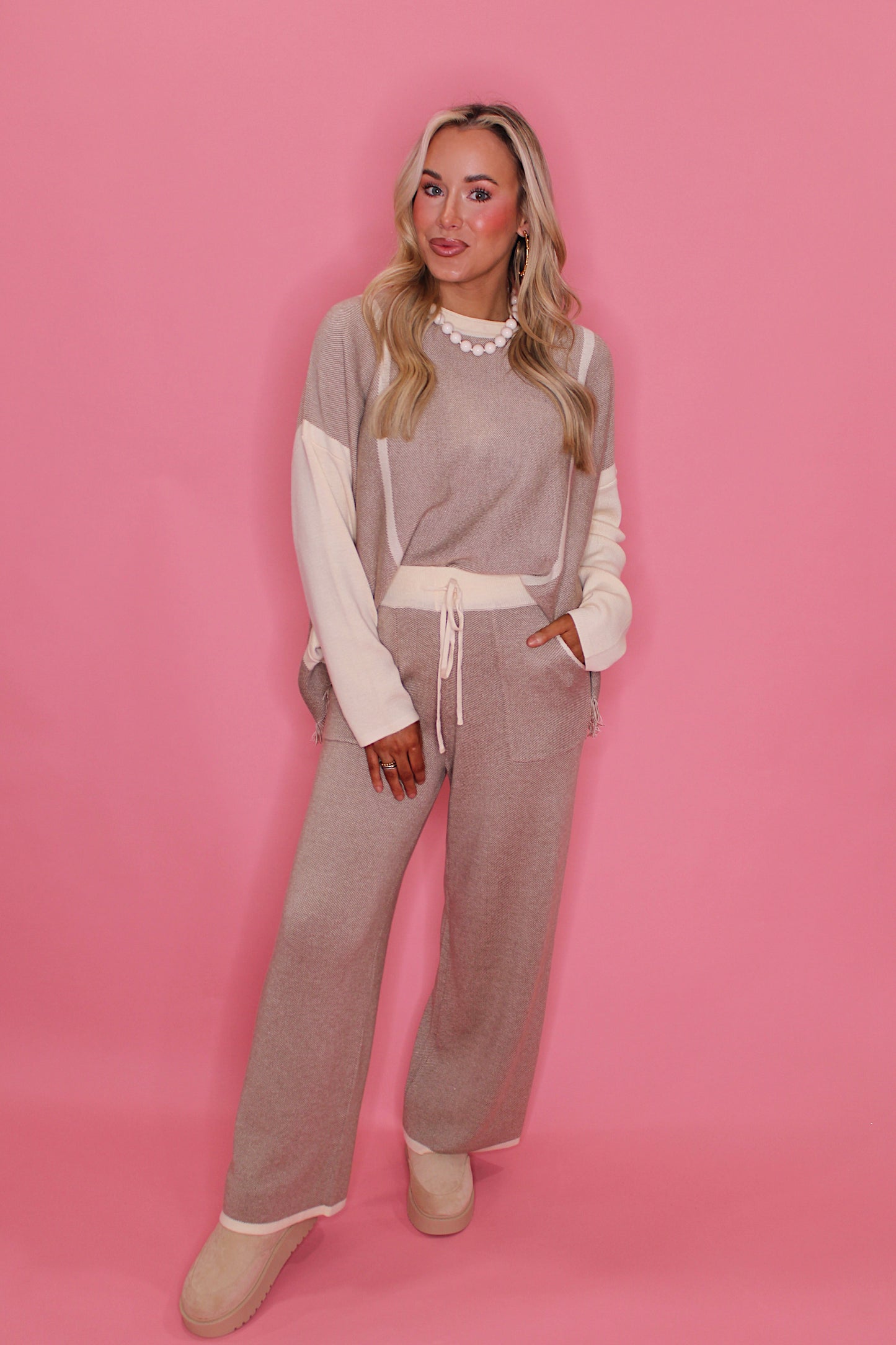Latte's & Lounge Pant Set - Cream