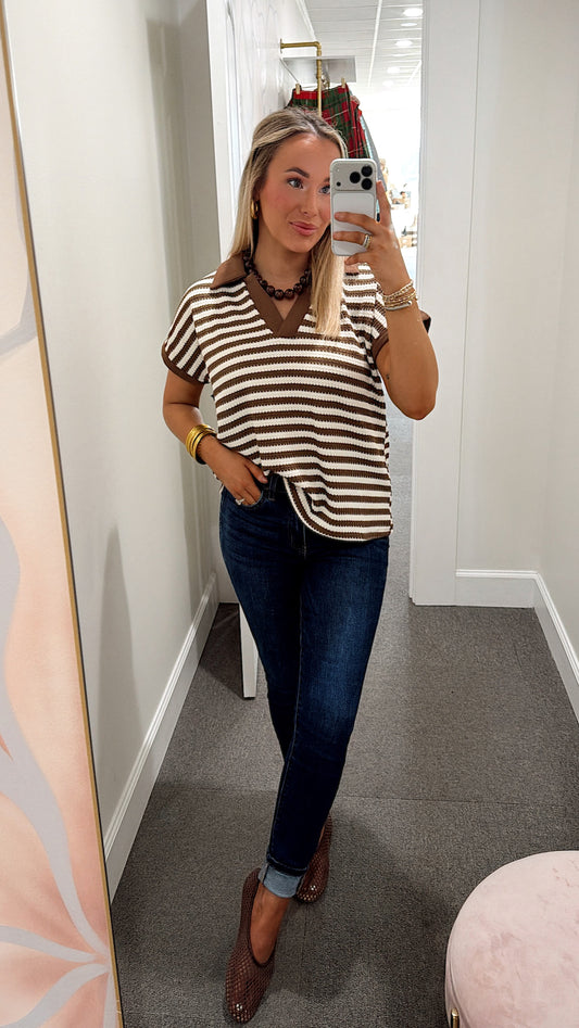 Coffee Date Stripe top