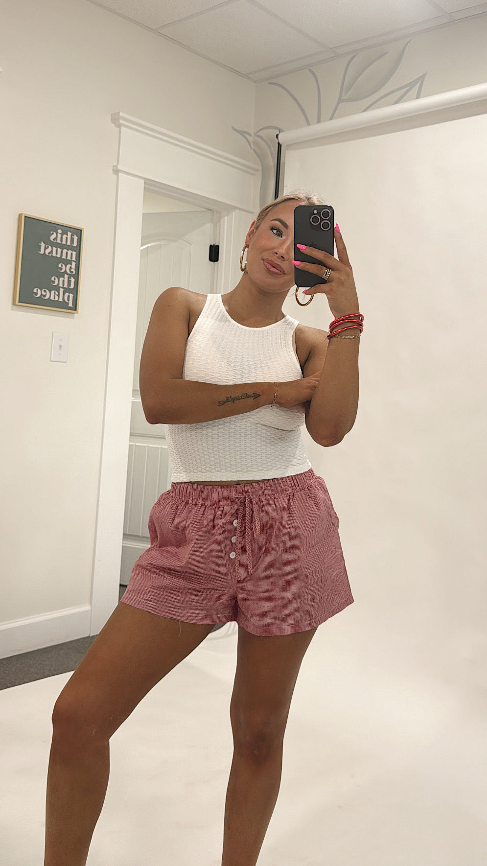 Red & White Checkered Shorts