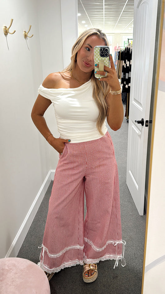 Pinstripe Pant - Red