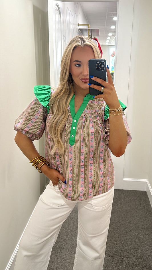 Ruffle Floral Print Top