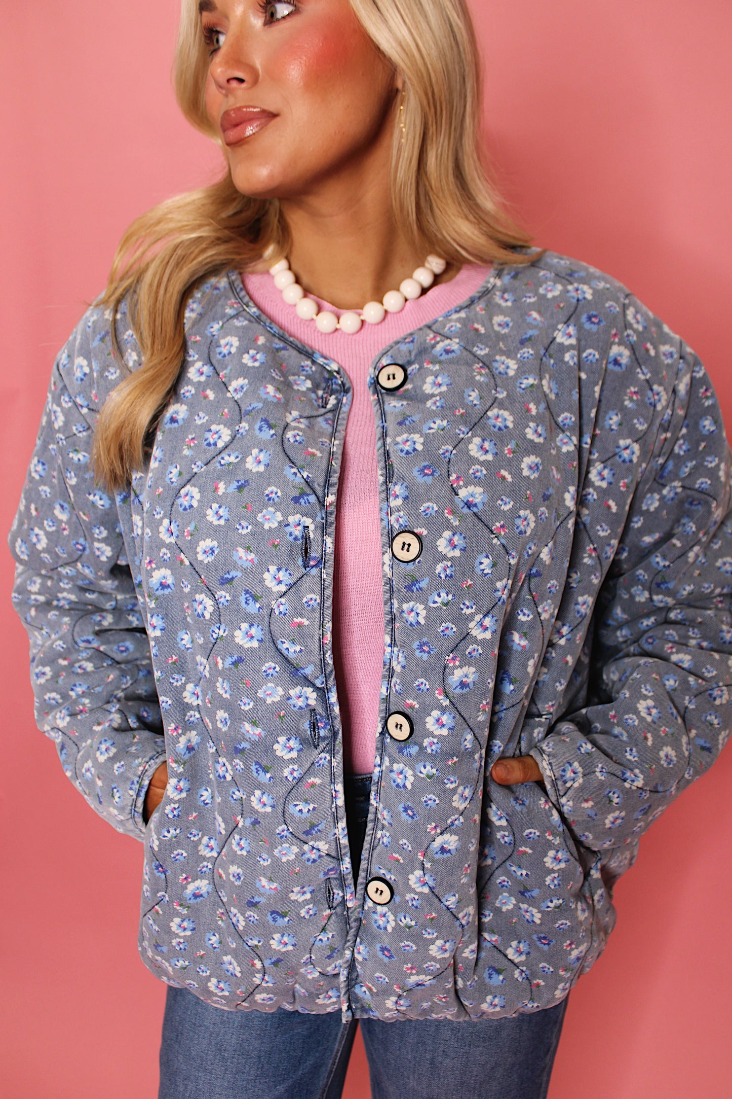 Floral Print Denim Jacket