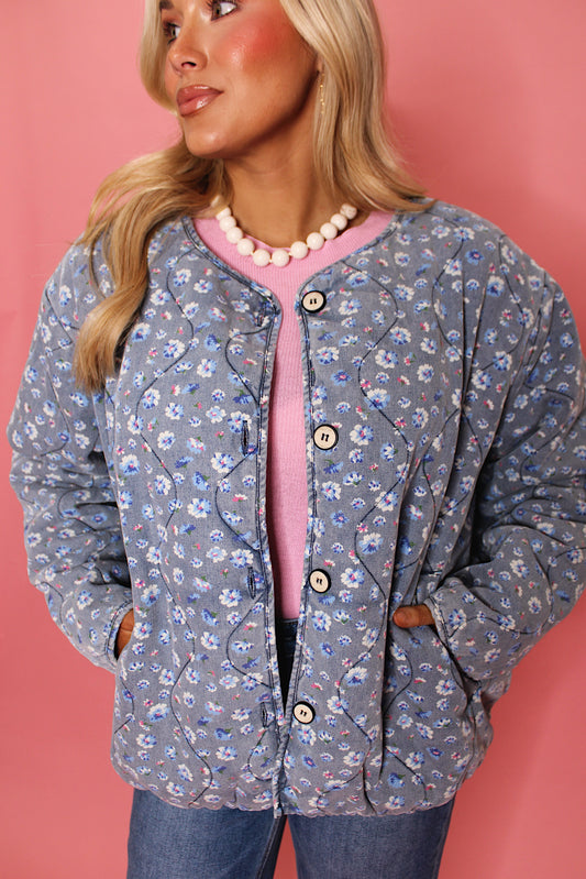 Floral Print Denim Jacket