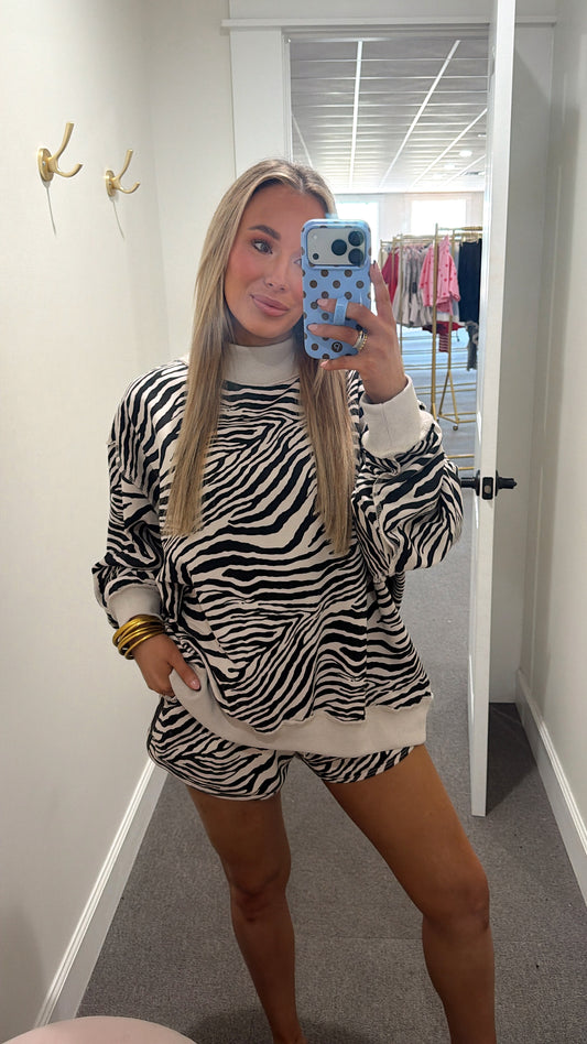 Zebra Drawstring Shorts