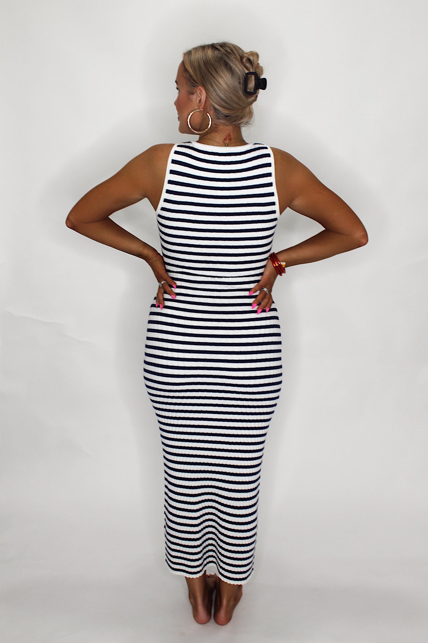 Simple Life Ribbed Midi in Navy