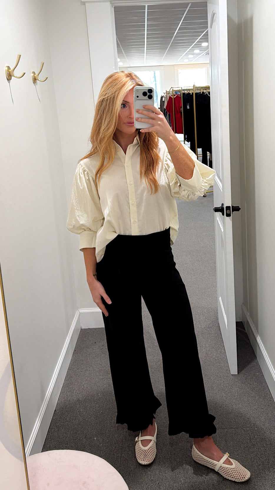 Black Ruffle Bottom Pants