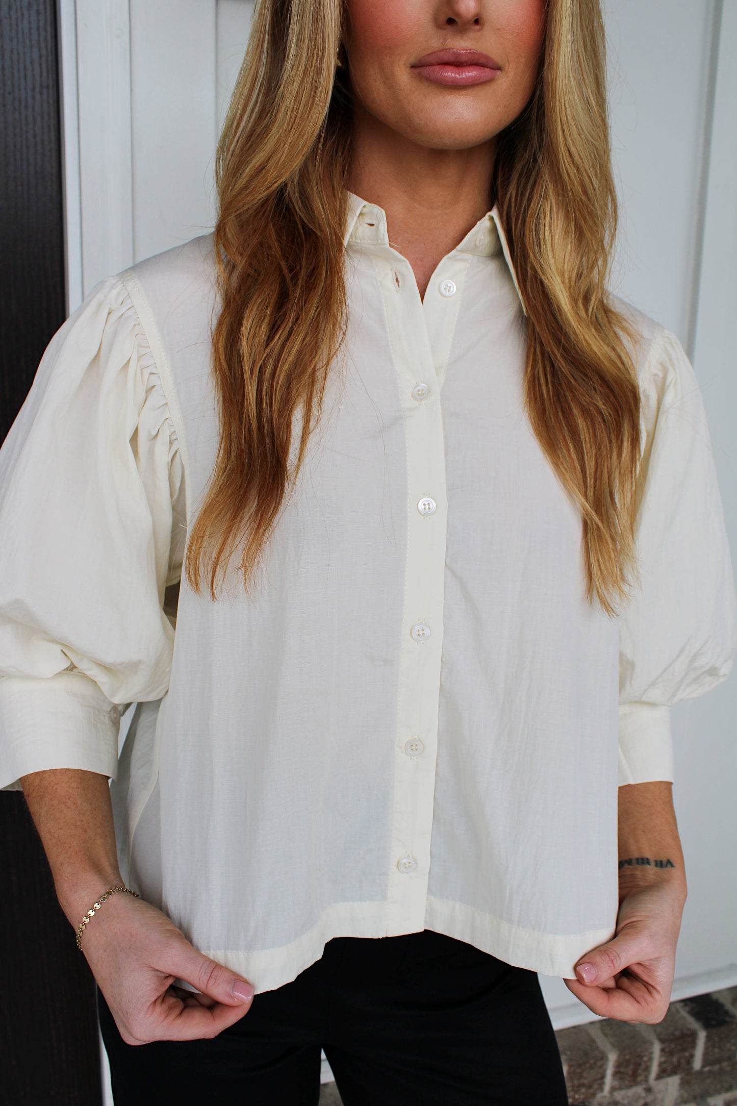 The Delicate Button Down Blouse - Cream