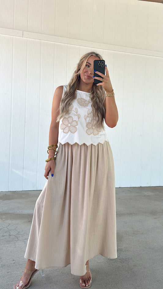 Elina Embroidered Midi Dress