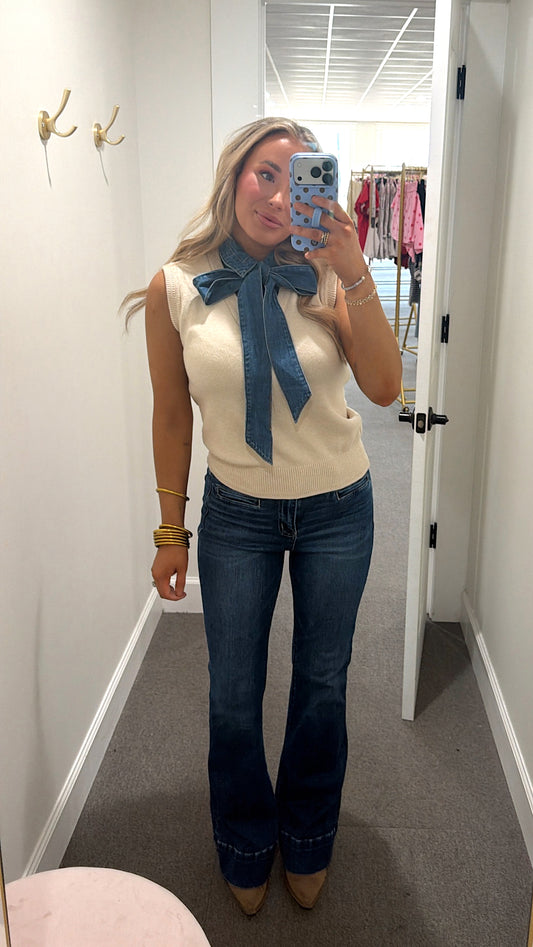 Fall Daydream Denim Tie Top