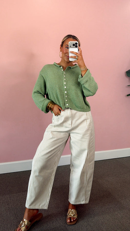 Button Down Cardigan - Sage
