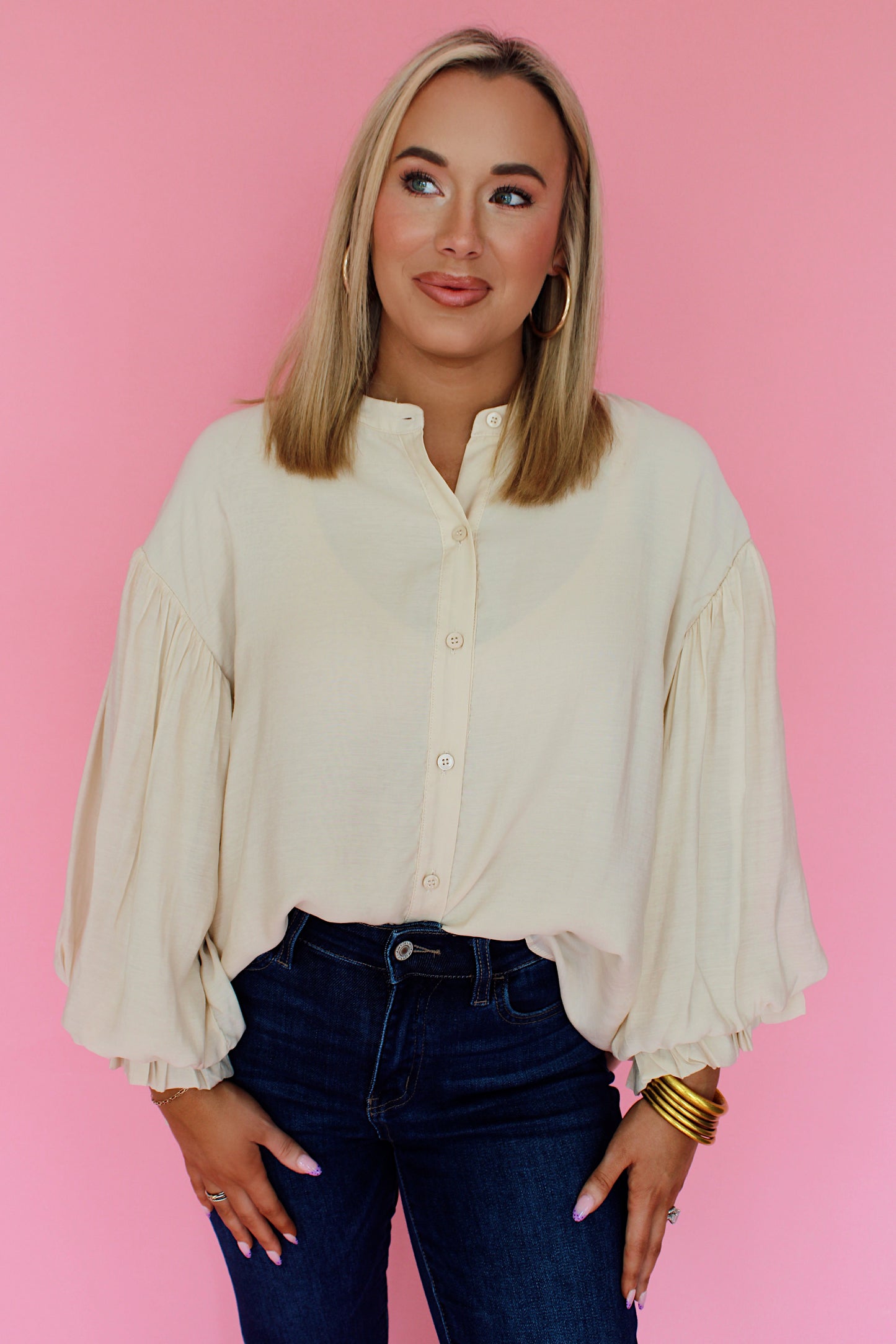 Social Sweetness Blouse in Champagne
