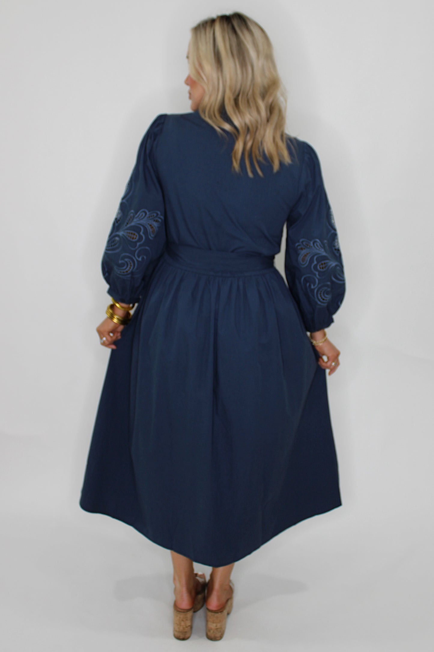 Poised Romance Midi Dress in Midnight