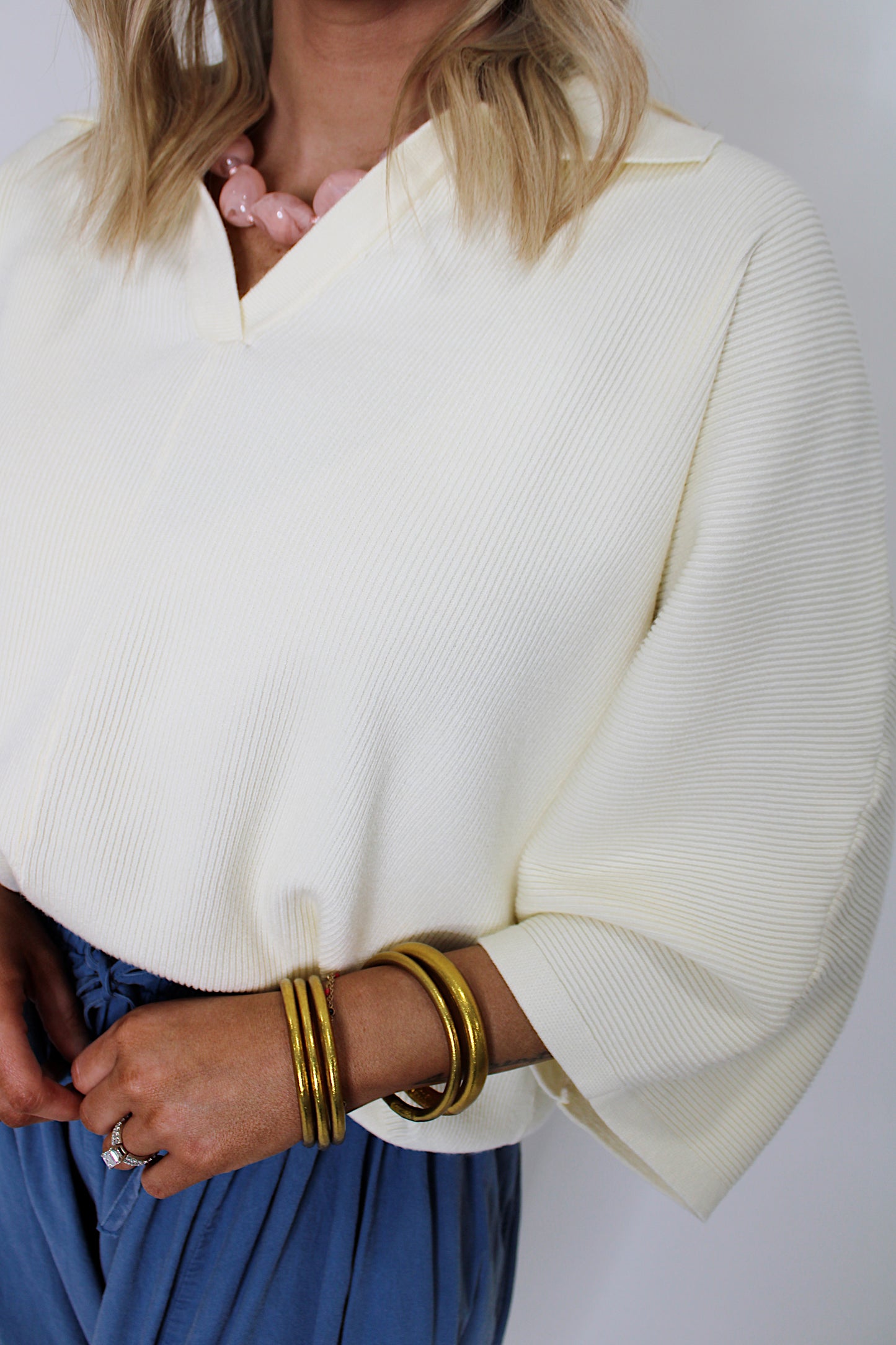 Spring Reset V Neck - Cream