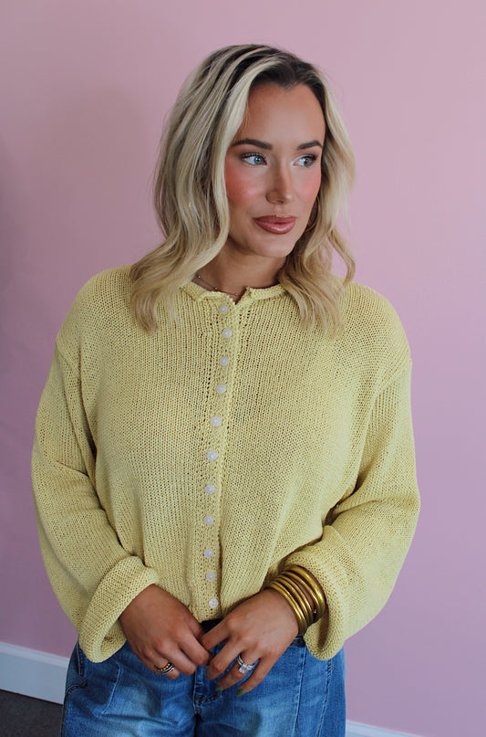 Button Down Cardigan - Butter Yellow
