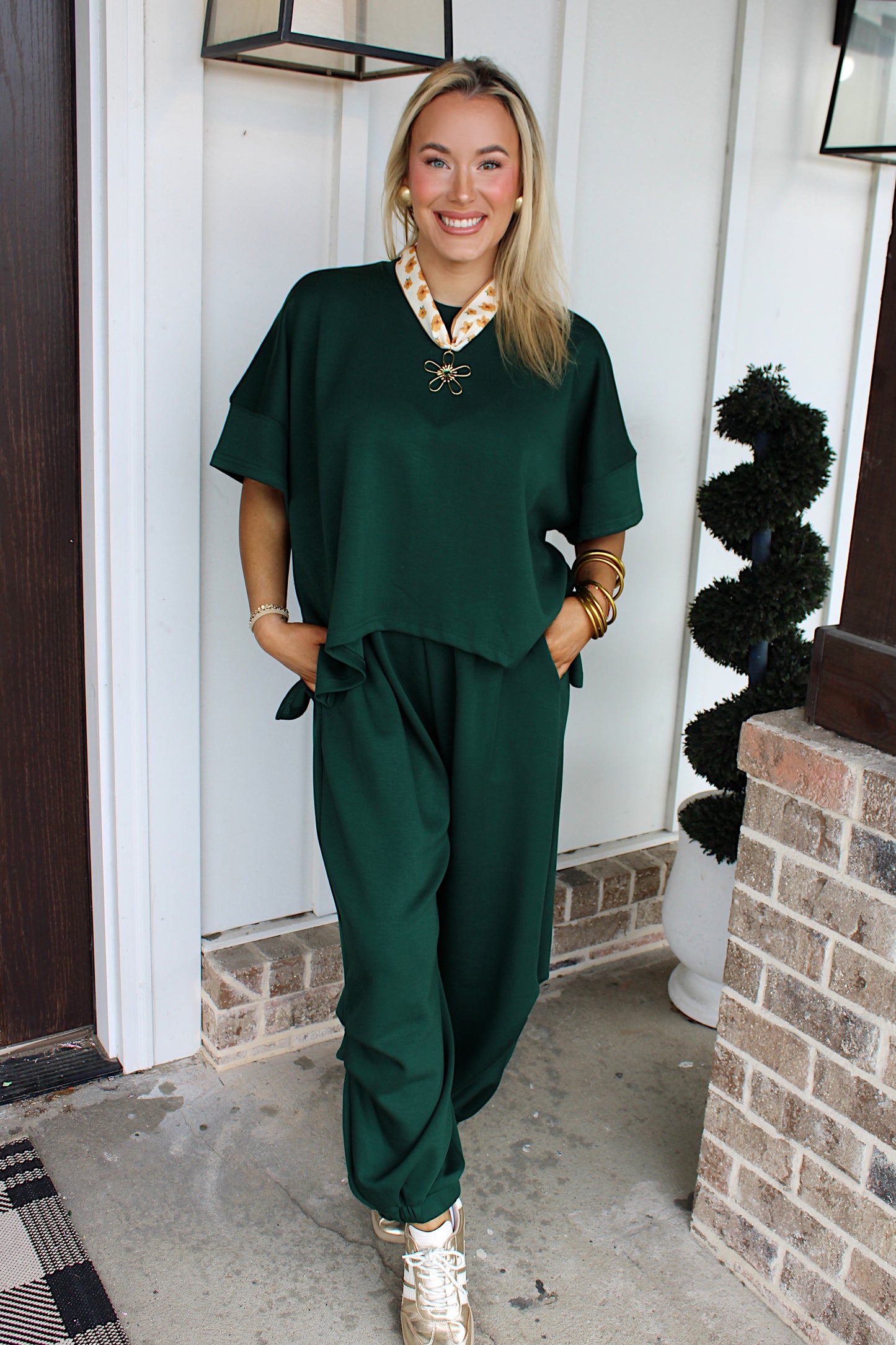 Cozy Girl Pants Set - Forest Green
