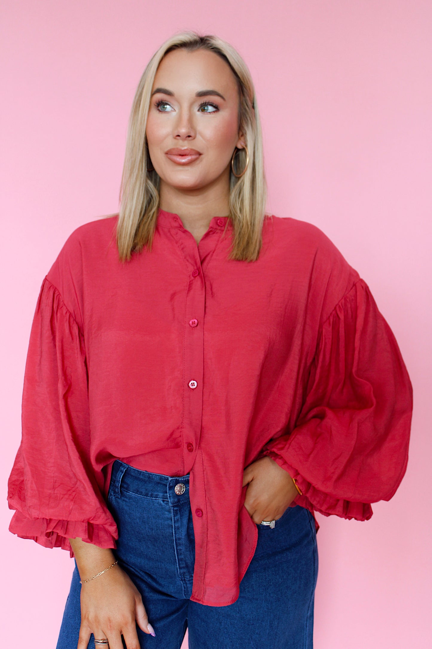 Social Sweetness Blouse in Wine