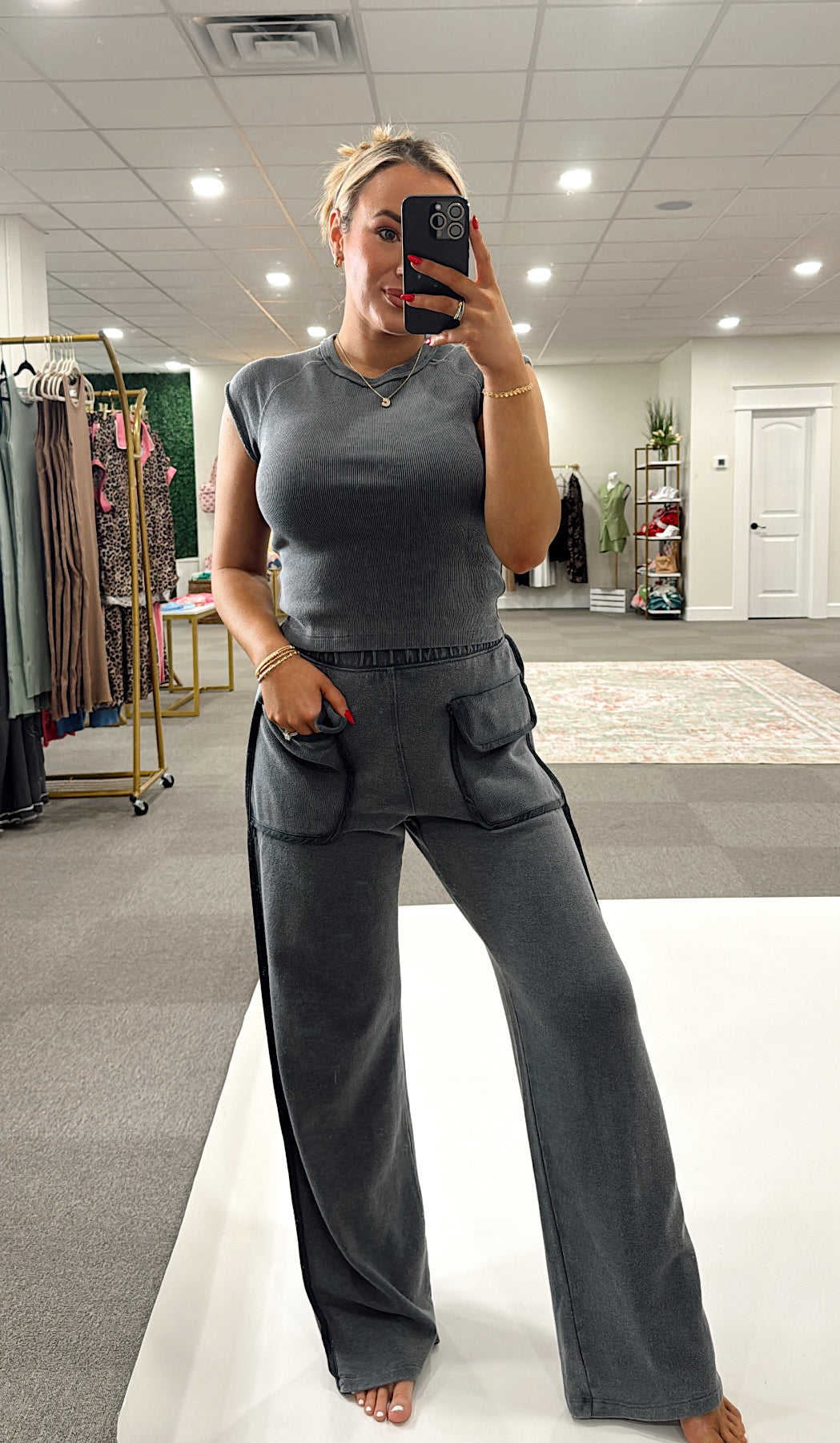 Front Pocket Pants Set