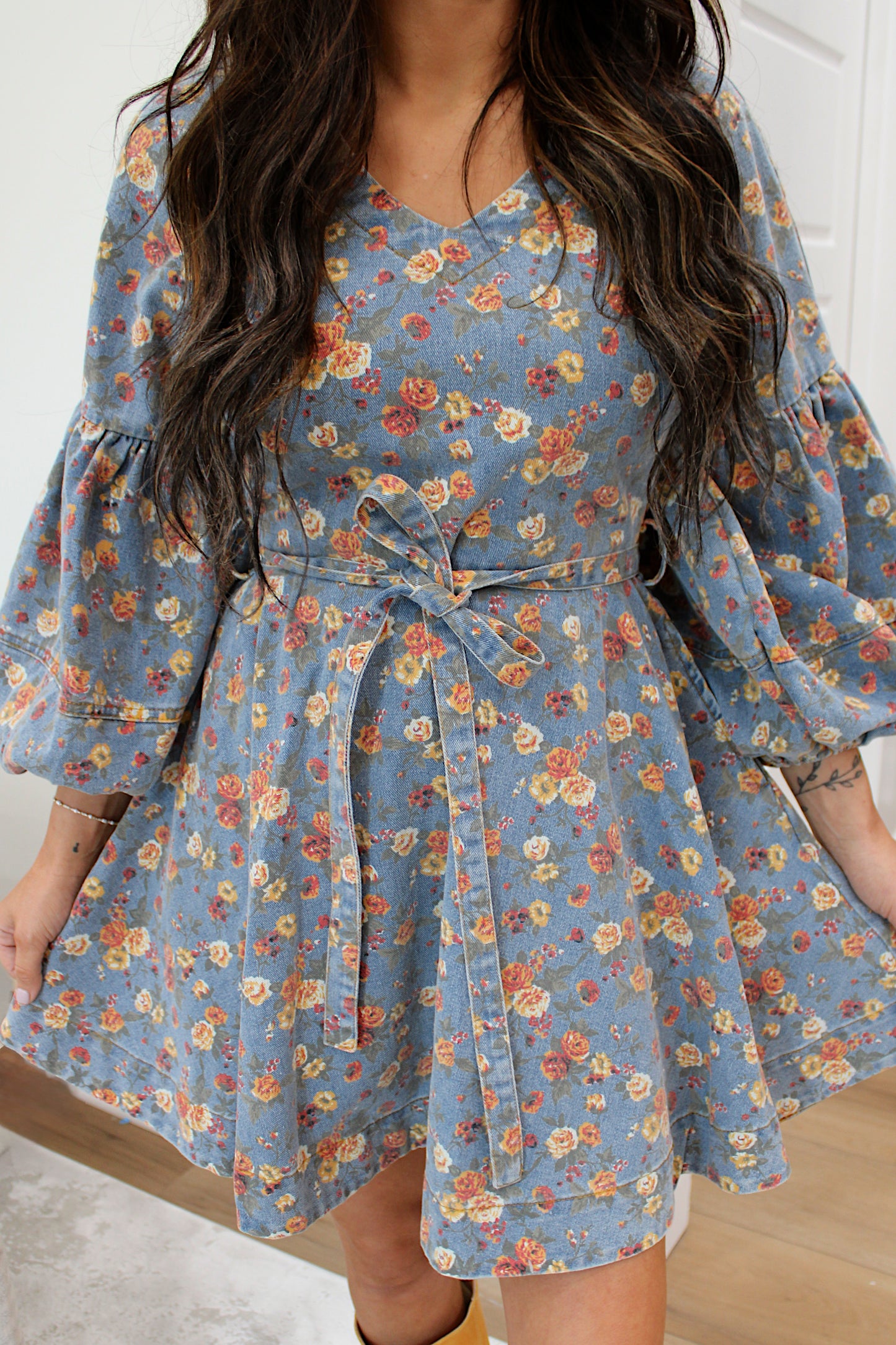 Floral Denim Mini Dress