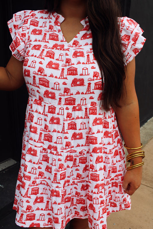 Stewart Simmons - Team Toile Flutter Sleeve Dress