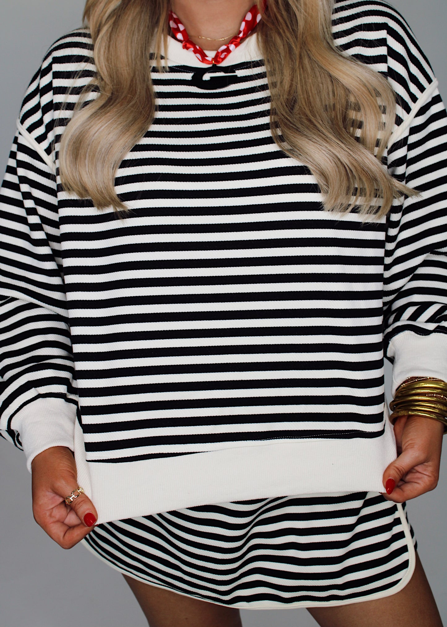 Black Striped Skort Set