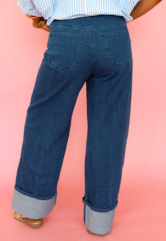 Wide Leg Cuff Denim