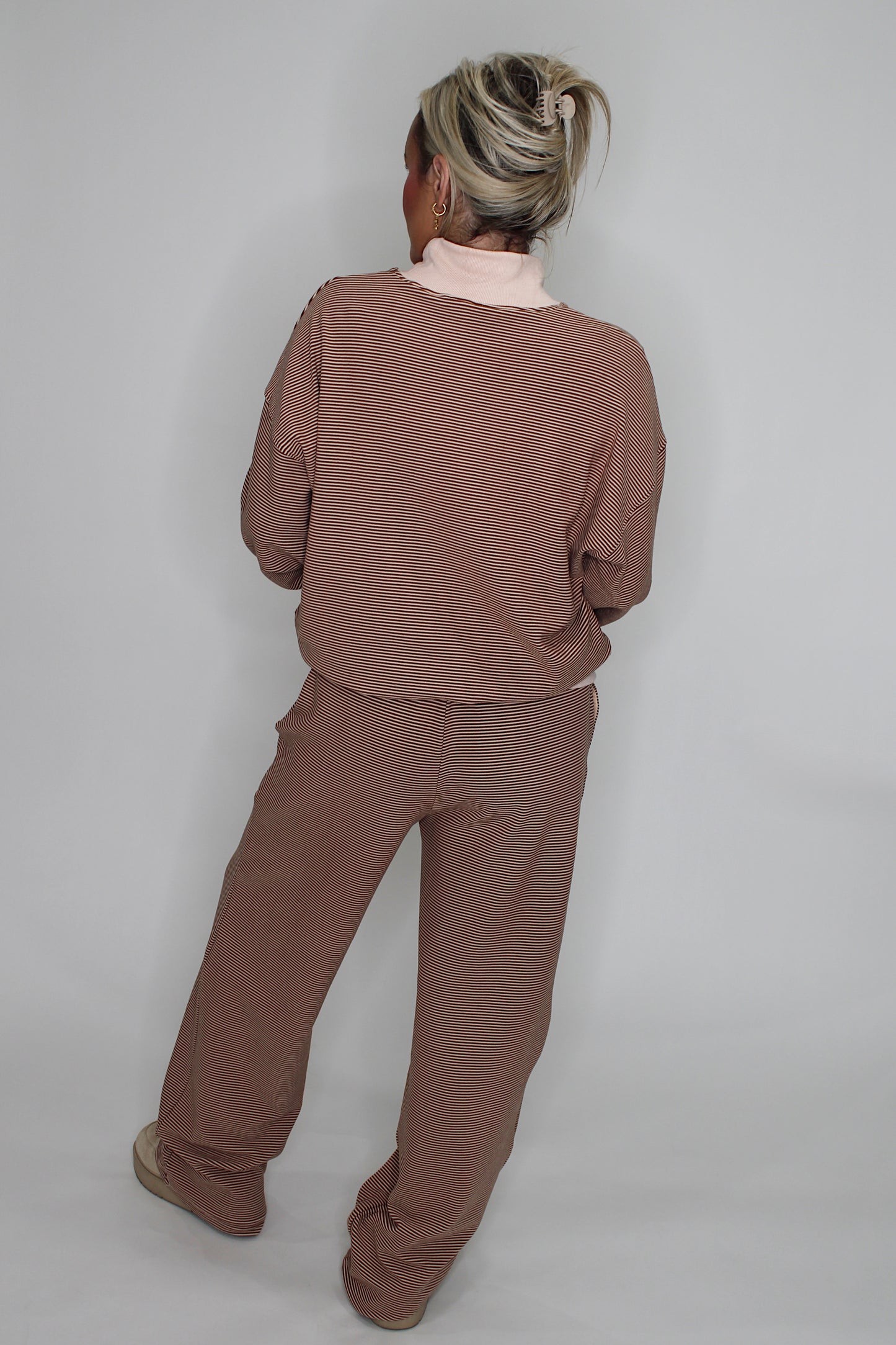 Mock Neck Stripe Lounge set