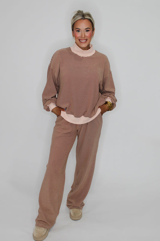 Mock Neck Stripe Lounge set