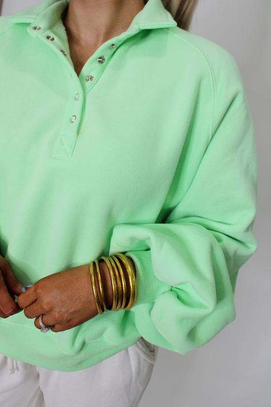 Piper Snap Button Sweater - Light Green