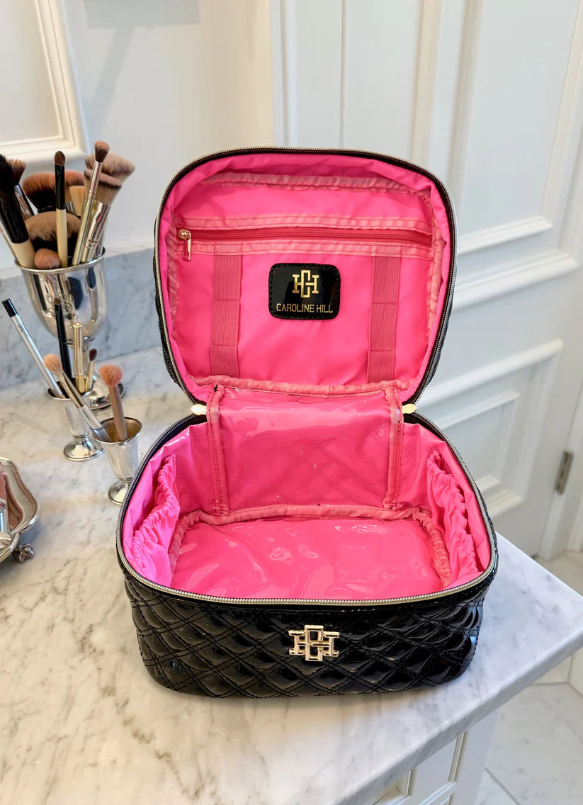CAROLINE HILL | Black Patent Hampton Train Case