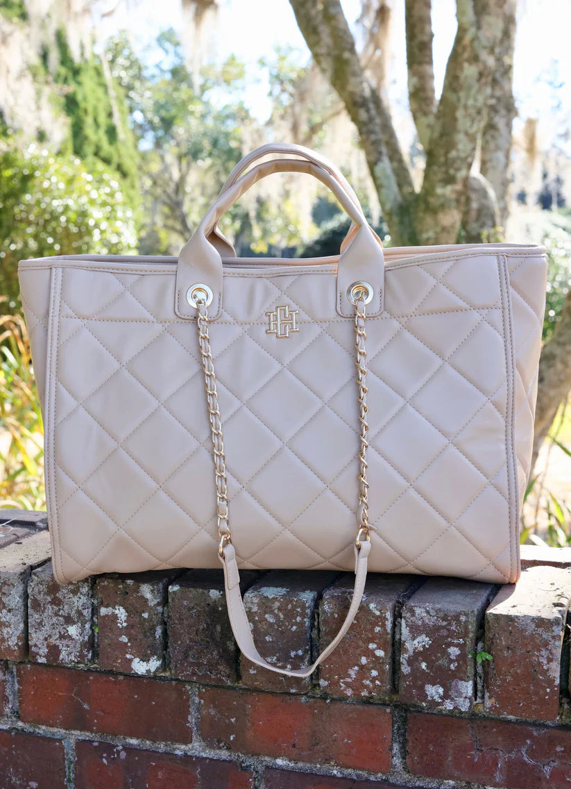 CAROLINE HILL | Tan Quilted Melissa Tote