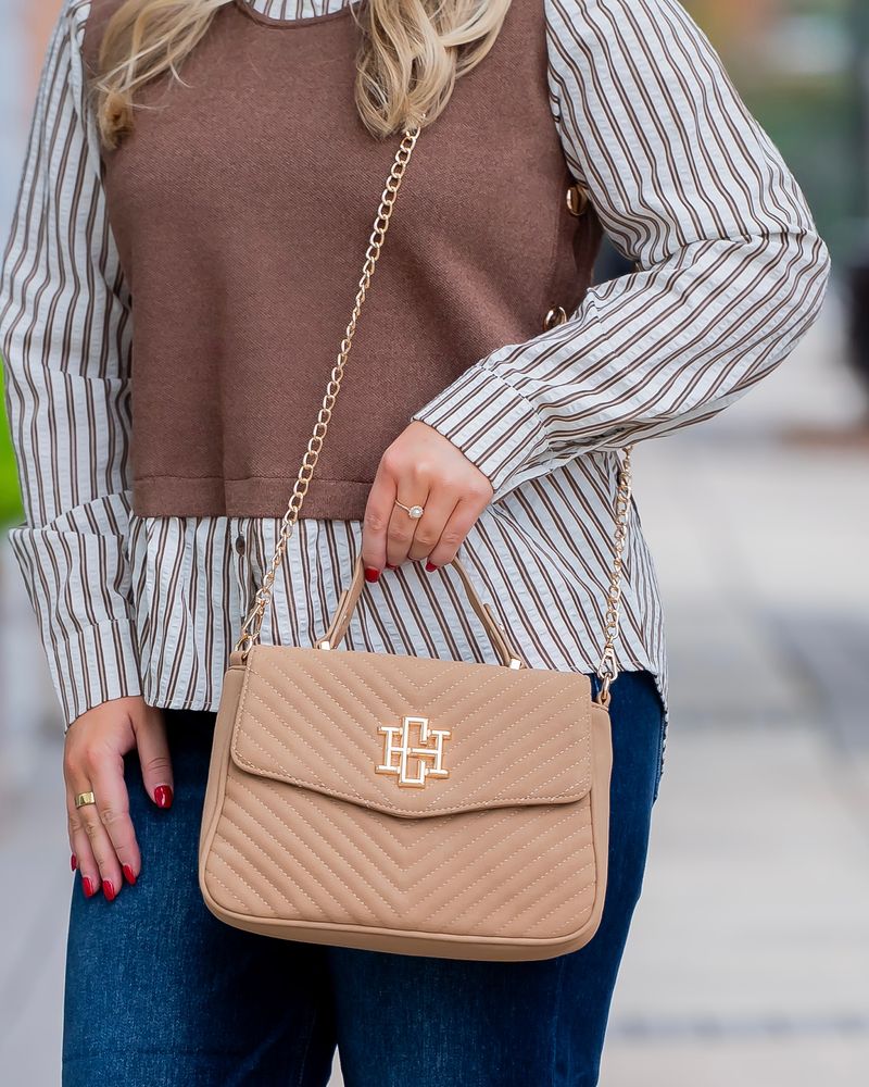 Caroline Hill | Sinclair Quilted Crossbody Latte
